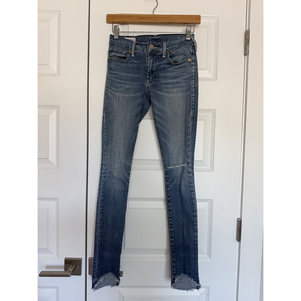 True Religion Halle Jeans Womens 24 Blue Mid Rise Super Skinny Distressed